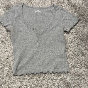 Hollister Gray Fitted Ribbed T-Shirt
